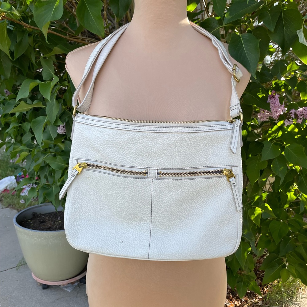 Fossil White Adjustable Crossbody Purse